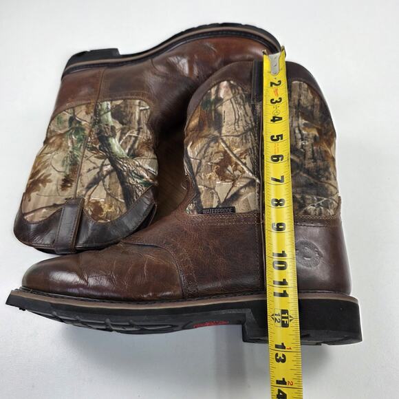 Justin Stampede Trekker Boots Mens 14 D Camo Leather Waterproof Work Cowboy - Picture 12 of 16